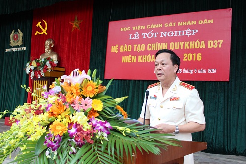 Trung tướng, GS.TS Nguyễn Xuân Yêm, Giám đốc Học viện CSND xin hứa sẽ quán triệt những ý kiến chỉ đạo của đồng chí Thứ trưởng Bộ Công an